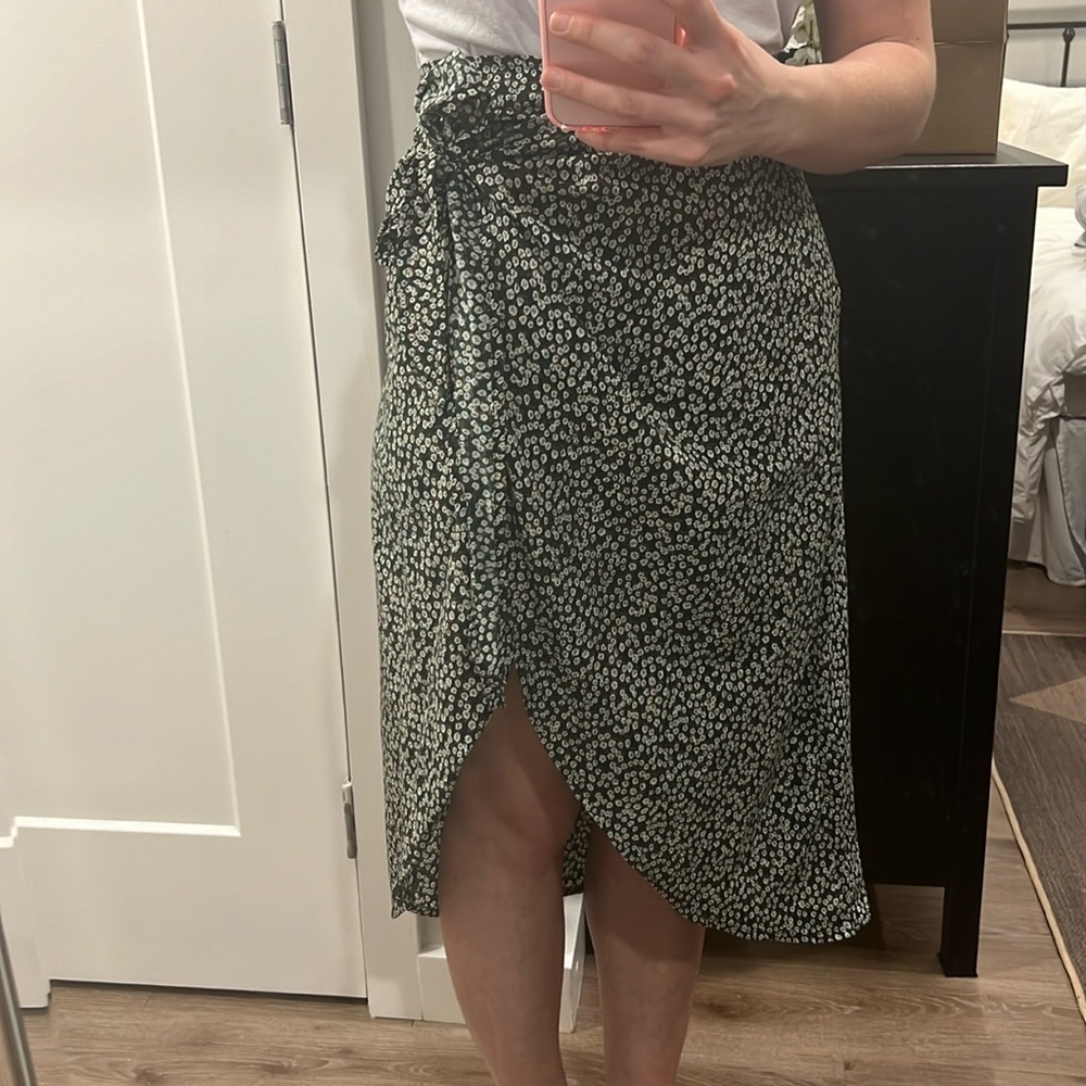 Princess Polly green floral wrap skirt